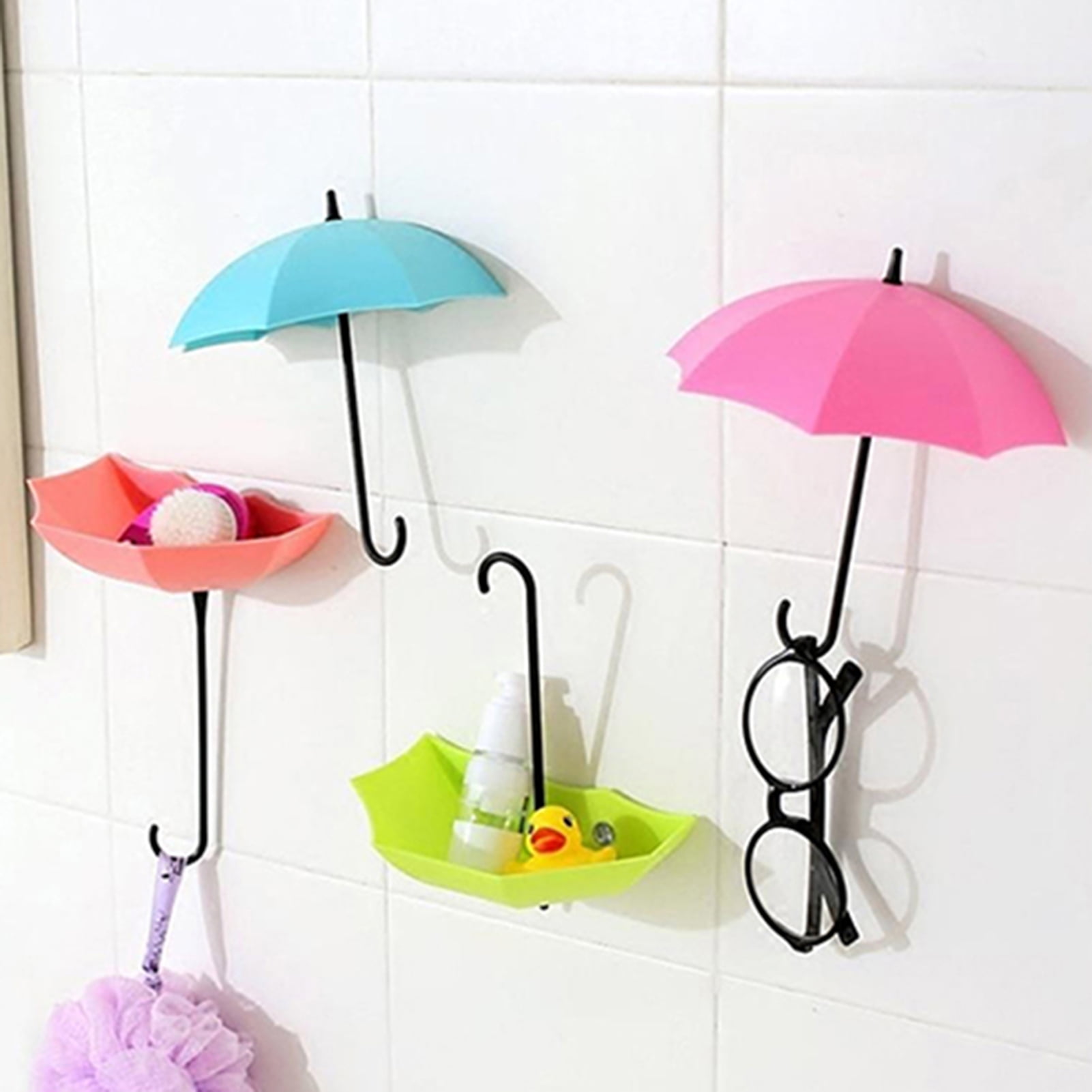 TH_ 3Pcs Umbrella Wall Hooks Hanger Key Rack Holder Bathroom Kitchen Organizer N 