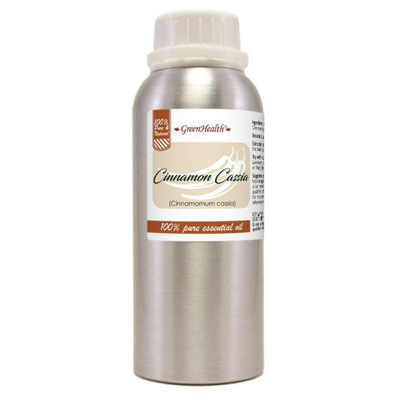Cinnamon Cassia - 8 fl oz (237 ml) Aluminum Bottle w/Plug Cap - 100% Pure Essential Oil - GreenHealth