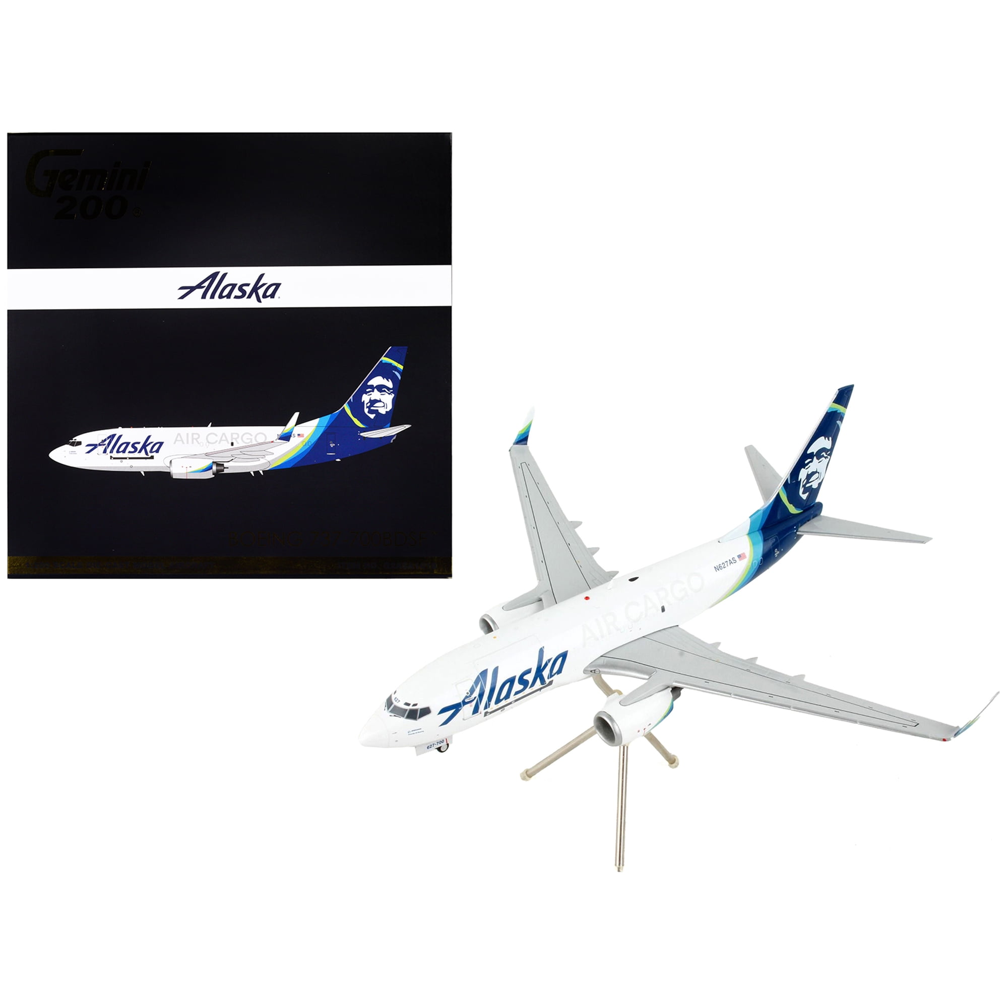 Boeing 737-700BDSF Commercial Aircraft "Alaska Air Cargo" White with Blue Tail "Gemini 200" Series 1 200 Diecast Model Airplane by GeminiJets