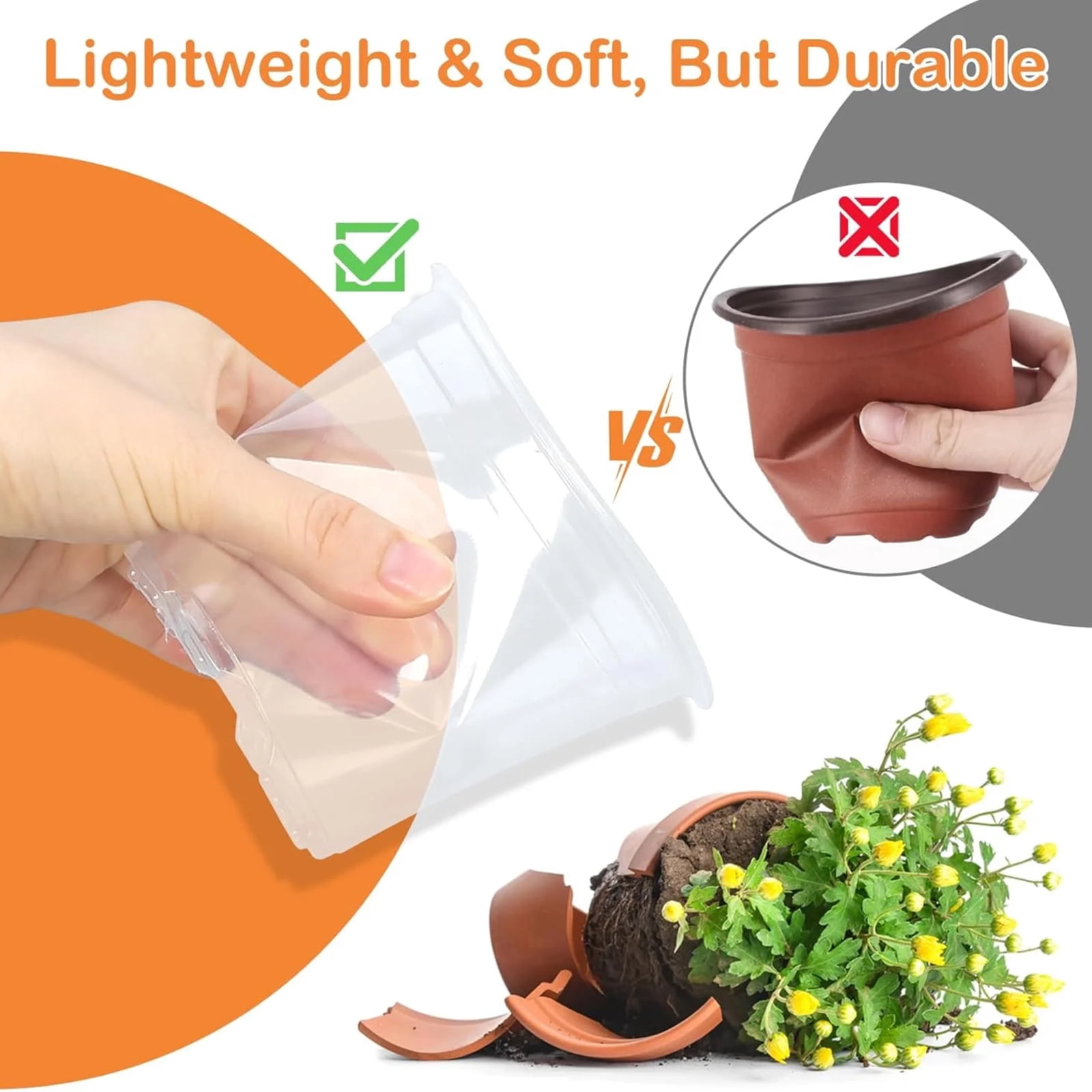 45 Pcs Transparent Plastic Flower Pots with Drainage Holes, Clear Seedling Starter Planters for Indoor Outdoor Gardening, Breathable Pot Set