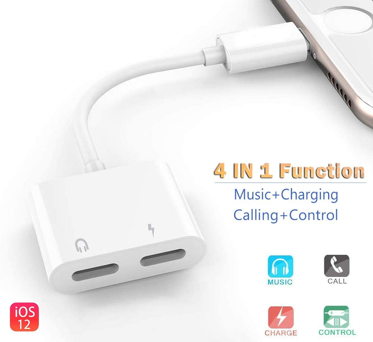 2 in 1 Dual Lightning iPhone Adapter & Splitter, Adapter Dual Converter