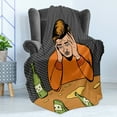 thumbnail image 4 of Comic Soft Flannel Fleece Throw Blanket, Alcohol Themed Illustration with Drunk Man and Empty Bottles in Cartoon Design, Cozy Plush for Indoor and Outdoor Use, 50" x 70", Multicolor, by Ambesonne, 4 of 5