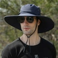 thumbnail image 2 of Womens Sun Hat Casual and Basic Solid Color Outdoor Protection Packable Bucket Hat Beach Vacation Sun Hat Navy One Size, 2 of 3