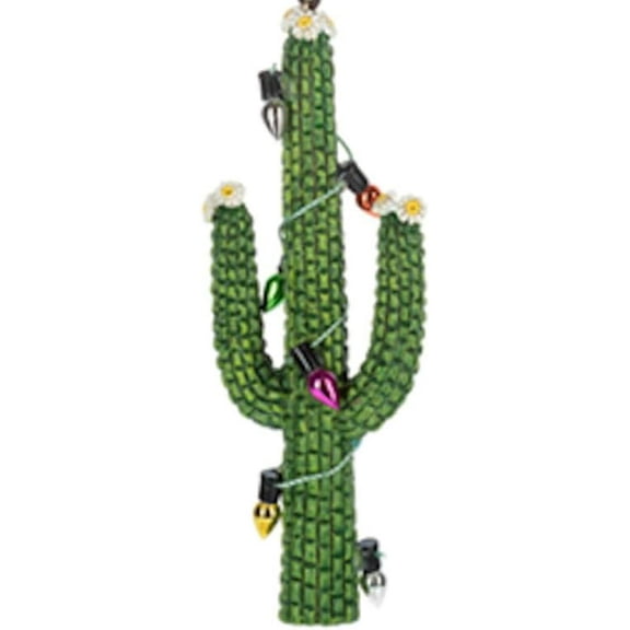 The Bridge Collection Cactus with Christmas Lights Ornament -Southwestern Festive Green Desert Cactus Ornament Desert