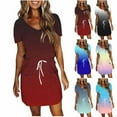 thumbnail image 1 of Sentmoon Robes de Fête pour Femmes 2026 Couleur Dégradée Manches Courtes Col en V Robe d'Été avec Poches Coupe Régulière pour Sortir et Faire la Fête Jaune TTG, 1 of 7