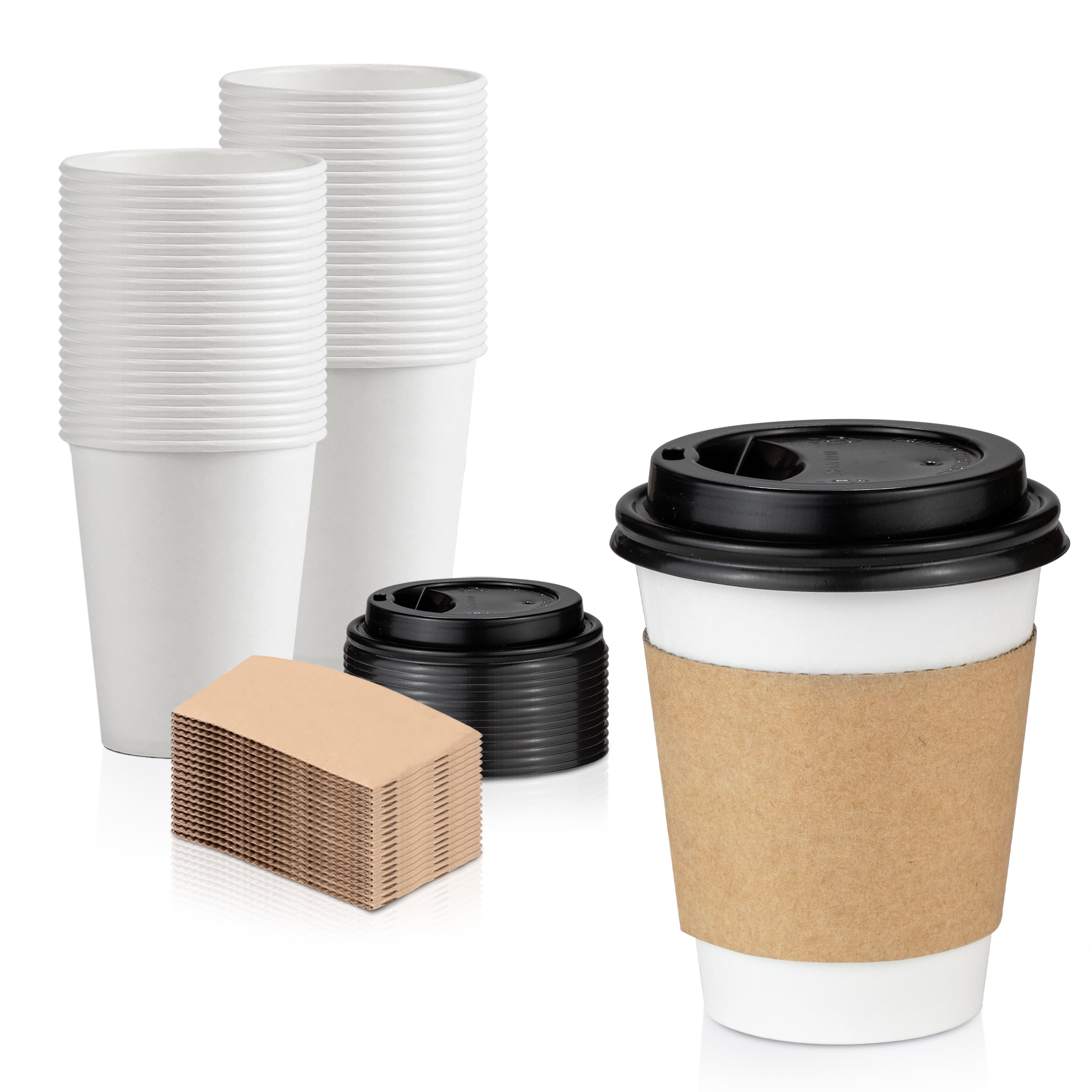150 Sets 4oz WHITE Single Wall Paper Water Cups & Lid 118ml Disposable Free Post 