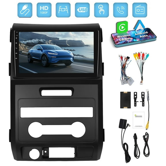Woudy Car Stereo Radio with Wireless Carplay Android Auto for Ford F150 2009-2014, 9" 2 Din Touchscreen Car Radio, WiFi GPS Steering Wheel Control Bluetooth 2 32GB