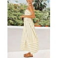thumbnail image 3 of Chouyatou Women's Striped Back Smocked Maxi Dress Sexy Spaghetti Strap Cut Out Flowy Swing Long Dress, 3 of 5