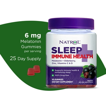 Natrol® Sleep+ Immune Health Gummies, Sleep & Immunity Supplement, Elderberry, 50 Count