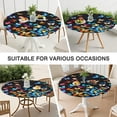 thumbnail image 7 of Black Blue Yellow Butterfly Pattern Round Fitted Tablecloth with Elastic Edge,Dining Table Cover Waterproof,Outdoor Round Tablecloth for Camping,Dining,Indoor and Outdoor, 7 of 7