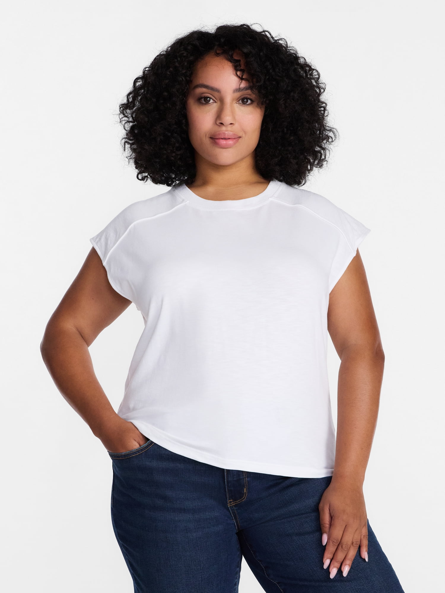 Time and Tru Women's Muscle Tank Top with Piped Trim, Sizes XS-XXXL