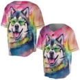 thumbnail image 3 of Hippie Alaskan Malamute Portrait oil painting Watercolor Tie-dye Vintage All Over Print 3D Baseball Shirt Alaska Mal Dog Lovers Gifts Softball Sport - 00015, 3 of 6