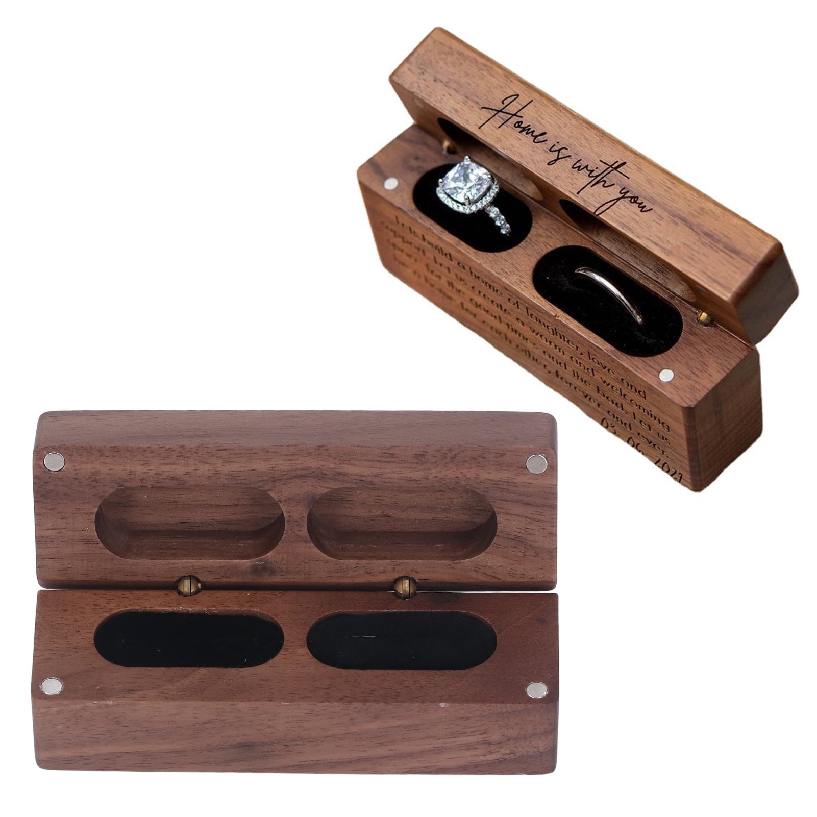 Wood Ring Box, Wood Ring Holder Hand Polished Slots Exquisite Design for  Ring