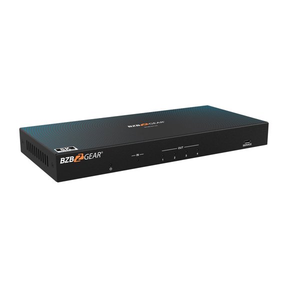 BZBGEAR 1x4 8K UHD HDMI 2.1 Splitter with Auto Downscaling/Audio De-Embedding (8K60/4K120 and VRR/FVA/ALLM Support)
