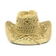 thumbnail image 3 of Sombrero de vaquero perforado hecho a mano para mujer/hombre, sombrero de vaquero de ala ancha para verano, playa, ajustable$Sombrero de paja vaquero clásico perforado estilo occidental, 3 of 5