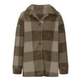 thumbnail image 6 of GuangCheng Jackets for Women Casual Winter Lapel Pocket Long Sleeve Plush Plaid Button Warm Jacket, 6 of 6