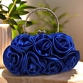 thumbnail image 4 of Women's Elegant Satin Evening Clutch with Detachable Silk Rose Handbag for Formal Parties and Occasions for Wedding Blue One Size, 4 of 4