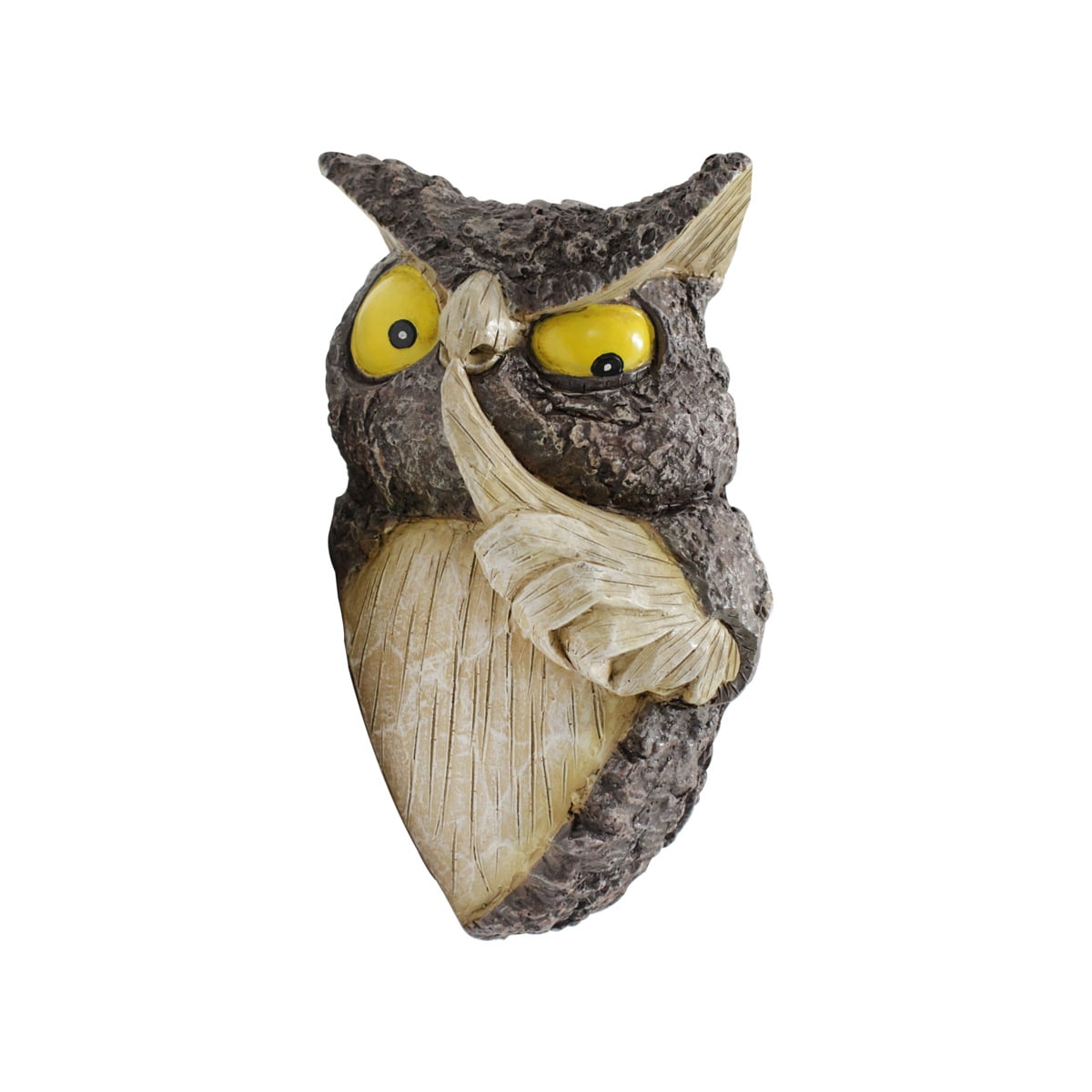 Owl Tree Hugger, Funny Keep Quiet Owl Statue Outdoor Tree Face Decor, Resin Tree Sculpture Garden Peeker Yard Art Ornaments, Housewarming Gift