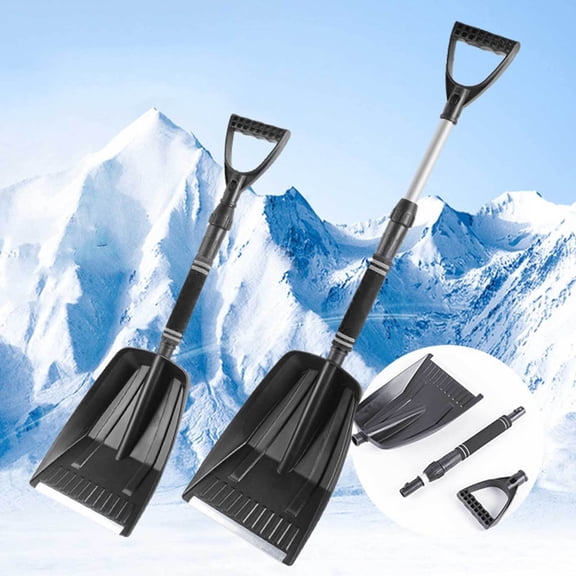 Snow Shovel for Car and Driveway, Upgraded Lightweight Plastic Foldable Snow Shovel with Ergonomic D-Handle – Portable Emergency Snow Shovel Removal for Garden, Sidewalk