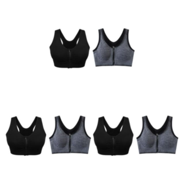 kurtrusly 2pieces Versatile Performance With Wide Application Sports Bra Seamless black + gray XL 3Set