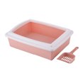 thumbnail image 2 of Flmtop Rectangle Semi-Closed Anti-Splash Pet Cat Litter Box Case Toilet Tray with Scoop Pink, 2 of 7