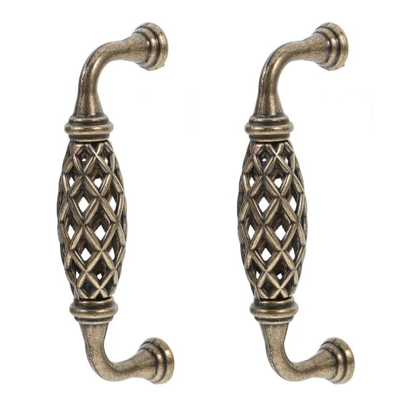 Worgeous 2 Pcs Antique Drawer Pulls Decorative Cabinet Handles Gold Double Button Golden