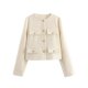 thumbnail image 3 of Chaqueta Blazer Corta para Mujer, Sin Cuello, con Botones, Estilo Casual de Negocios, Ideal para Otoño e Invierno. XS, 3 of 10