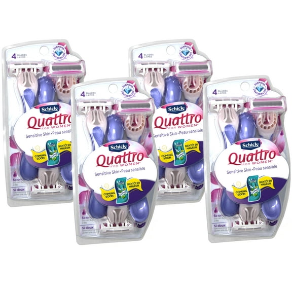 Schick Quattro Quattro for Women Sensitive Skin Disposable Razor - 3 ct - 4 Pack