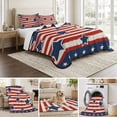 thumbnail image 6 of Twin XL Quilt Set 68''x98'', 4th of July Lightweight Bedspread Coverlet with 2 Pillow Shams, Independence Day Patriotic Red Striped Blue Star Breathable All Season Quilt Bedding for Dorm/Guest Room, 6 of 9