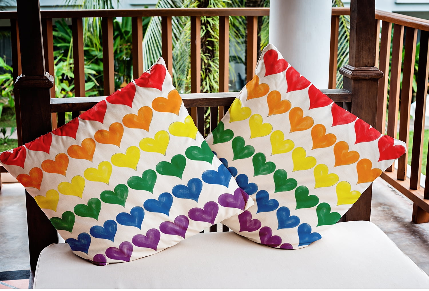 16"x16" Simply Daisy Valentines Pride Hearts Poly Indoor/Outdoor Pillow, Multi Qty 1