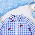 thumbnail image 5 of Gyujnb Plaid Cherry Print Long Sleeve One-Piece Swimsuit with Ribbon for Summer Beach (Baby),6-9 Months, 5 of 7