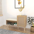 thumbnail image 2 of Oufan 2-in-1 Shoe Storage Bench, Natural Rattan Shoe Cabinet with 2 Adjustable Shelves and Removable Seat Cushion, Modern Entryway Bench, Shoe Storage Organizer, Shoe Rack , Bedroom, Natural, 2 of 10