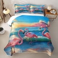 thumbnail image 2 of Erosebridal Pink Flamingo Twin Quilt Set for Teens,Boys Girls Hawaiian Ocean Beach Twin Coverlet Set, 2 of 7