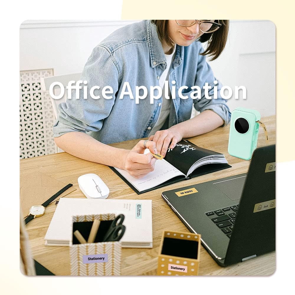 Phomemo D35 Simplify Labeling with the Portable Bluetooth Mini Label Maker - Wireless Mini Labels Maker for Home and Office Organization - Multiple Templates and Easy Smartphone Integration（Green）