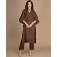 thumbnail image 2 of Moomaya Women's Exclusive 2-Piece Kurta & Pant Set | Designer Roman Silk Outfit With V-Neck, Puffed Sleeves & Pockets - Ethnic Wear, 2 of 9