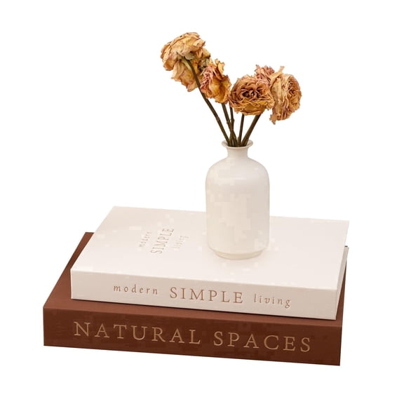 Aokeyee Decorative Books Storage Boxes Set of 2 Linen Fabric Textured Faux Books for Coffee Table Bookshelf Home Decor Photo Organization