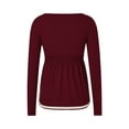 thumbnail image 3 of Seyurigaoka Women Long Sleeve Shirts Casual Contrast Color Button Low Cut Basic Pullover Tops for Club Streetwear, 3 of 9