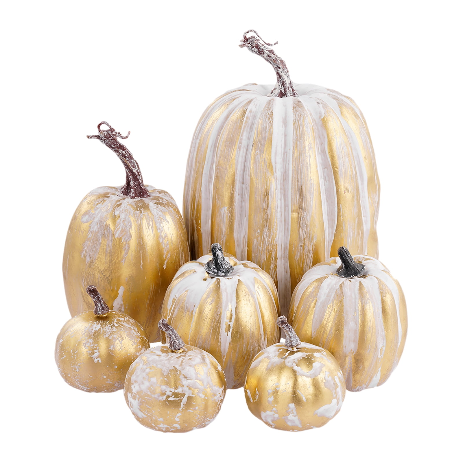 Artificial Pumpkins 7 Pcs Assorted Artificial Gold Black Pumpkins
