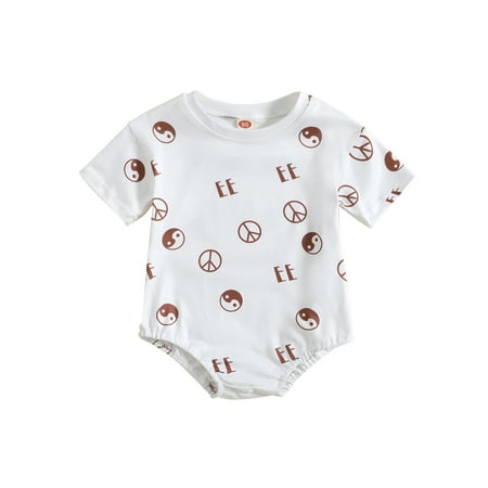 

luethbiezx Newborn Baby Summer Jumpsuit Casual Yin Yang Symbol Print Short Sleeve Romper for Toddler Boy Girls