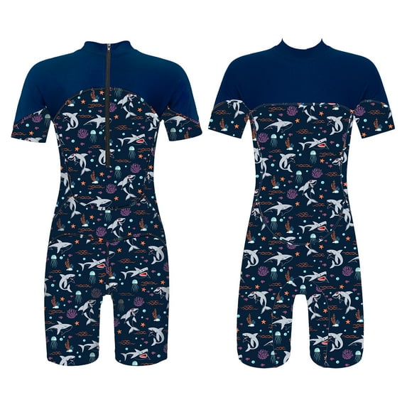 MSemis Kids Boys Girls Boyleg Swimsuit Rash Guard UPF 50+One Piece Bathing Suit