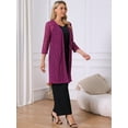thumbnail image 3 of DARING DIVA Lace 3/4 Sleeve Crochet Open Front Long Cardigans S Purple, 3 of 7