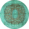 thumbnail image 1 of Ahgly Company Indoor Round Oriental Turquoise Blue Traditional Area Rugs, 5' Round, 1 of 4