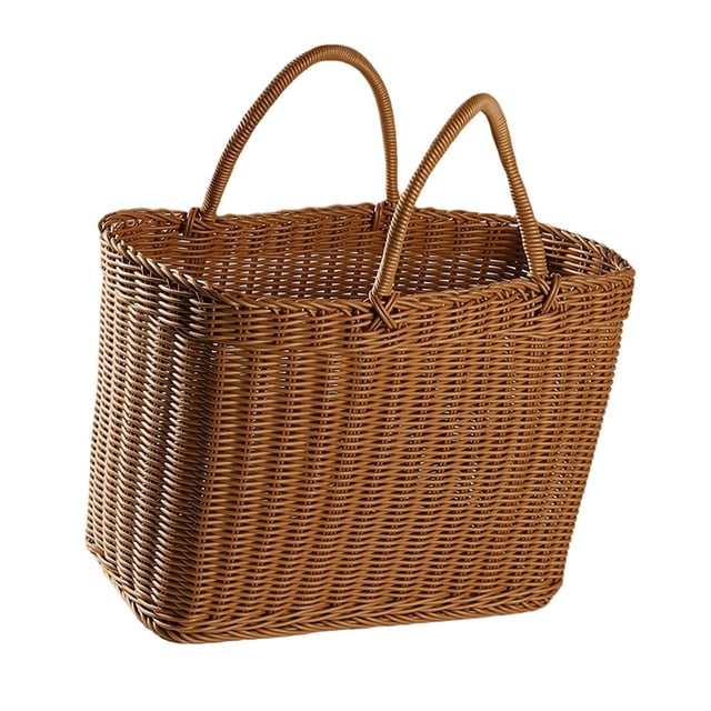 Canasta tejida a mano con mango Canasta de picnic tejida Organización rústica Canasta de almacenamiento de canasta de compras para bodas de banquetes 38CMX19CMX25CM