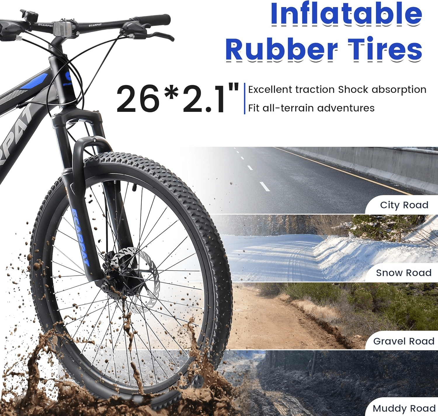 ESRIDOM 26" Mountain Bike for Adults, 21 Speed Full Suspension MTB, Dual Disc Brakes, High Carbon Steel Frame, 85% Pre-Assembled, for Men & Women