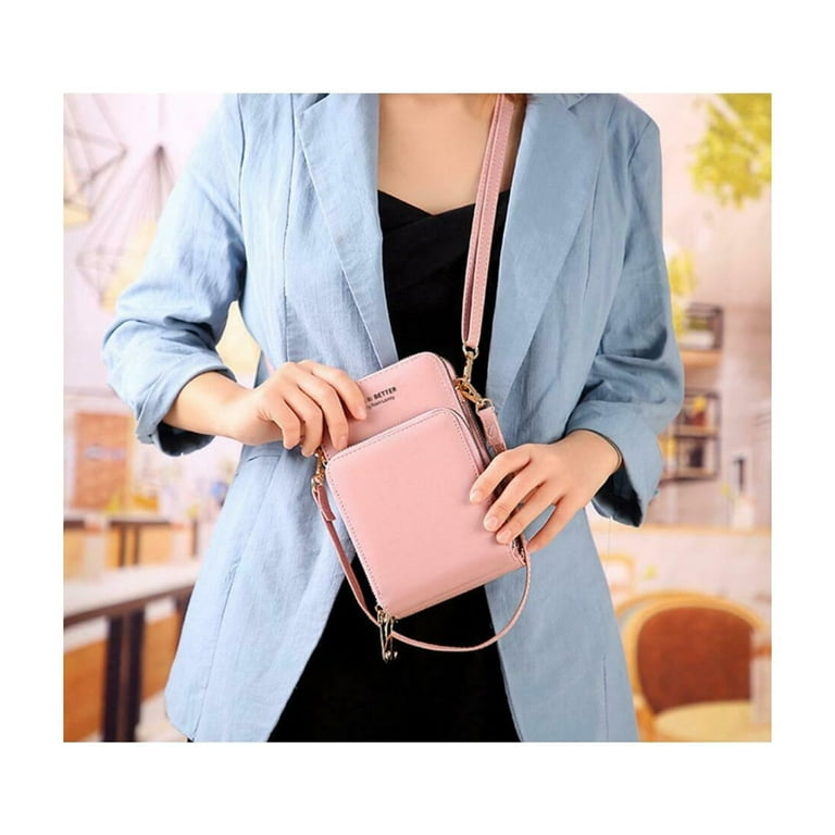 Women Cell Phone Purse Large Leather Wallet Zip Handbag Crossbody Shoulder Bag
