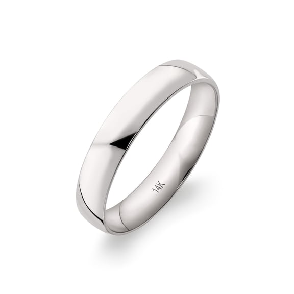 14K White Gold Comfort Fit Wedding Band, High-Polish, for Men or Women, Size9.5