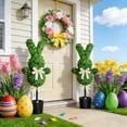 thumbnail image 5 of 27.5'' Artificial Bunny-Shaped Topiary Tree Pot UV-Resistant Bowknot,Faux Boxwood Topiaries Plant for Porch Decor Outdoor/Indoor, 5 of 7