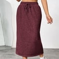 thumbnail image 5 of LOVZFMLL Maxi Skirts for Women 2025 Summer Casual Solid Drawstring Elastic High Waist Long Sweat Skirts with Pockets Red S, 5 of 9