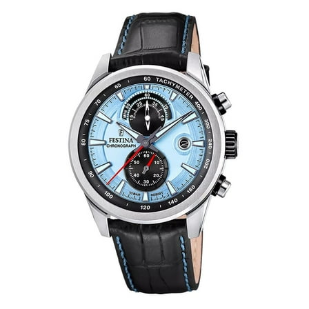 Festina Timeless Chronograph Leather Strap Blue Dial Quartz F20695-2 100M Men's Watch