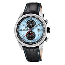 Festina Timeless Chronograph Leather Strap Blue Dial Quartz F20695-2 100M Men's Watch